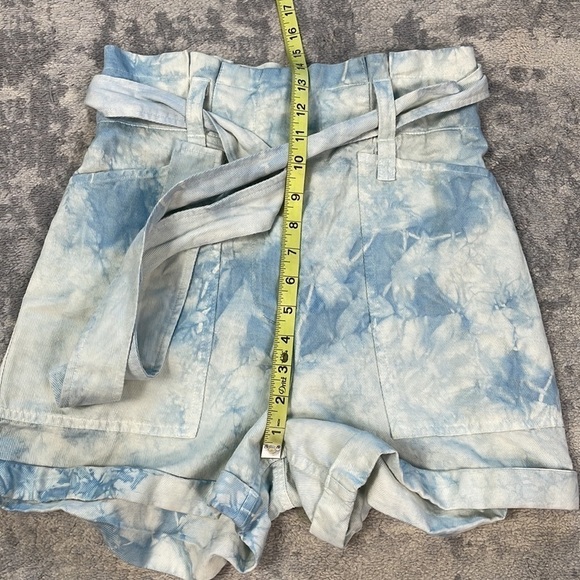 New ALC Davidson Bleached Shorts High Rise Paperbag Tie Waist Belt Linen Blend 0 - Picture 9 of 14